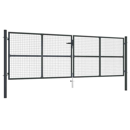 Portail de jardin grillagé en acier galvanisé gris 400 x 125 cm