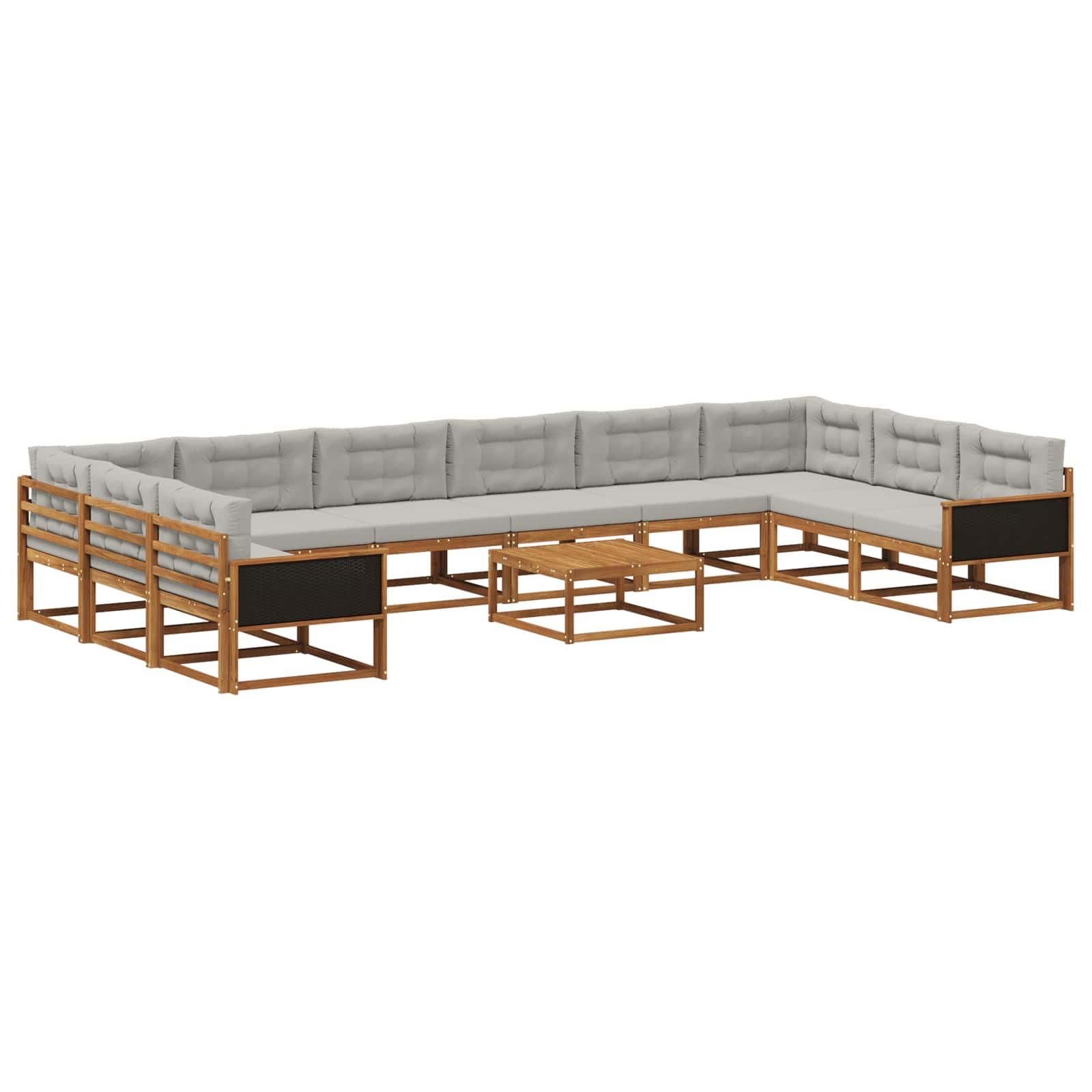 Ensemble de canapés d'extérieur 11 pcs naturel et gris clair