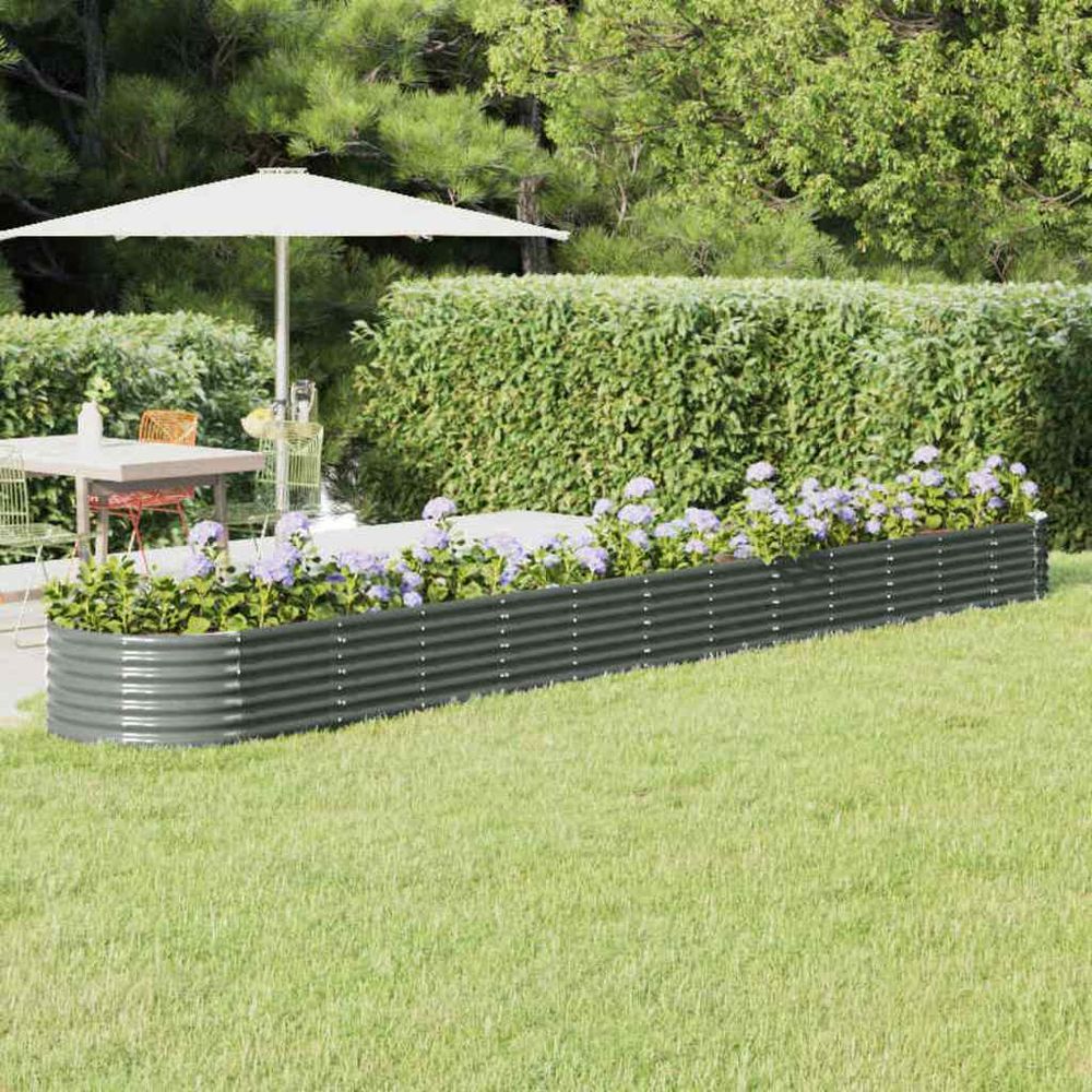 Carré potager ovale en acier galvanisé pour jardin gris 512x80x36 cm