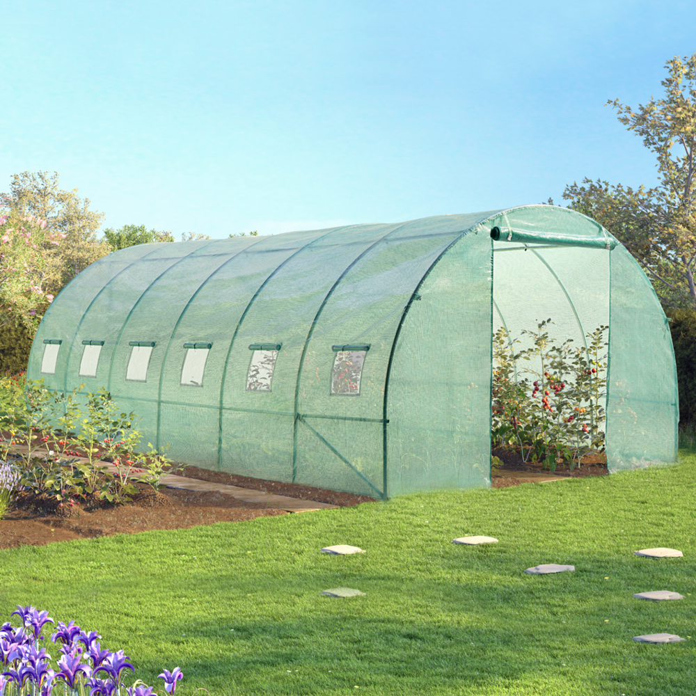 Serre tunnel de jardin 18m² verte gamme maraîchère crimée 6x3m
