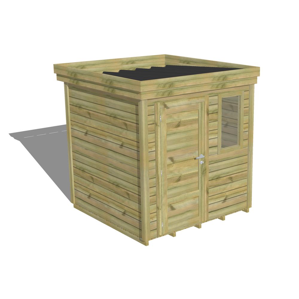 Abri de jardin bois pin traité autoclave 27mm - 2,14x2,14m / 5m2 - bac acier - plancher bois
