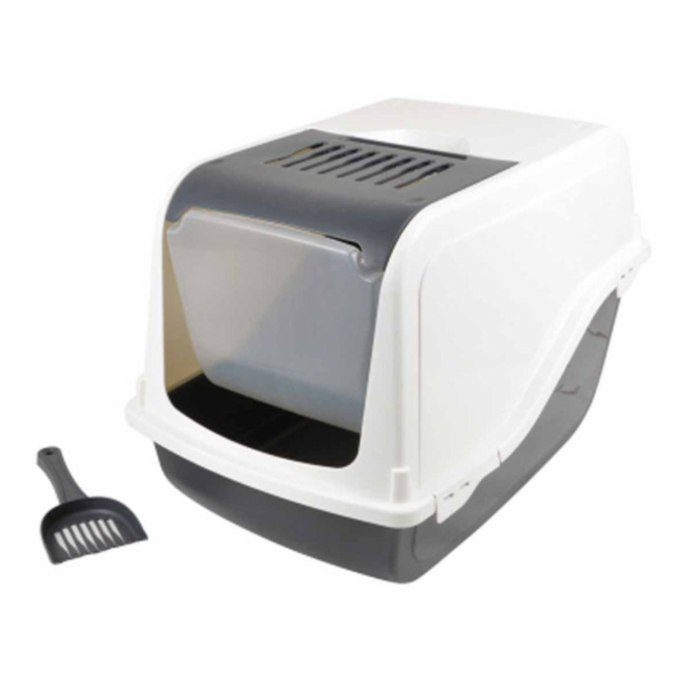 Litière pour chat toilette 53cm ivoire & anthracite