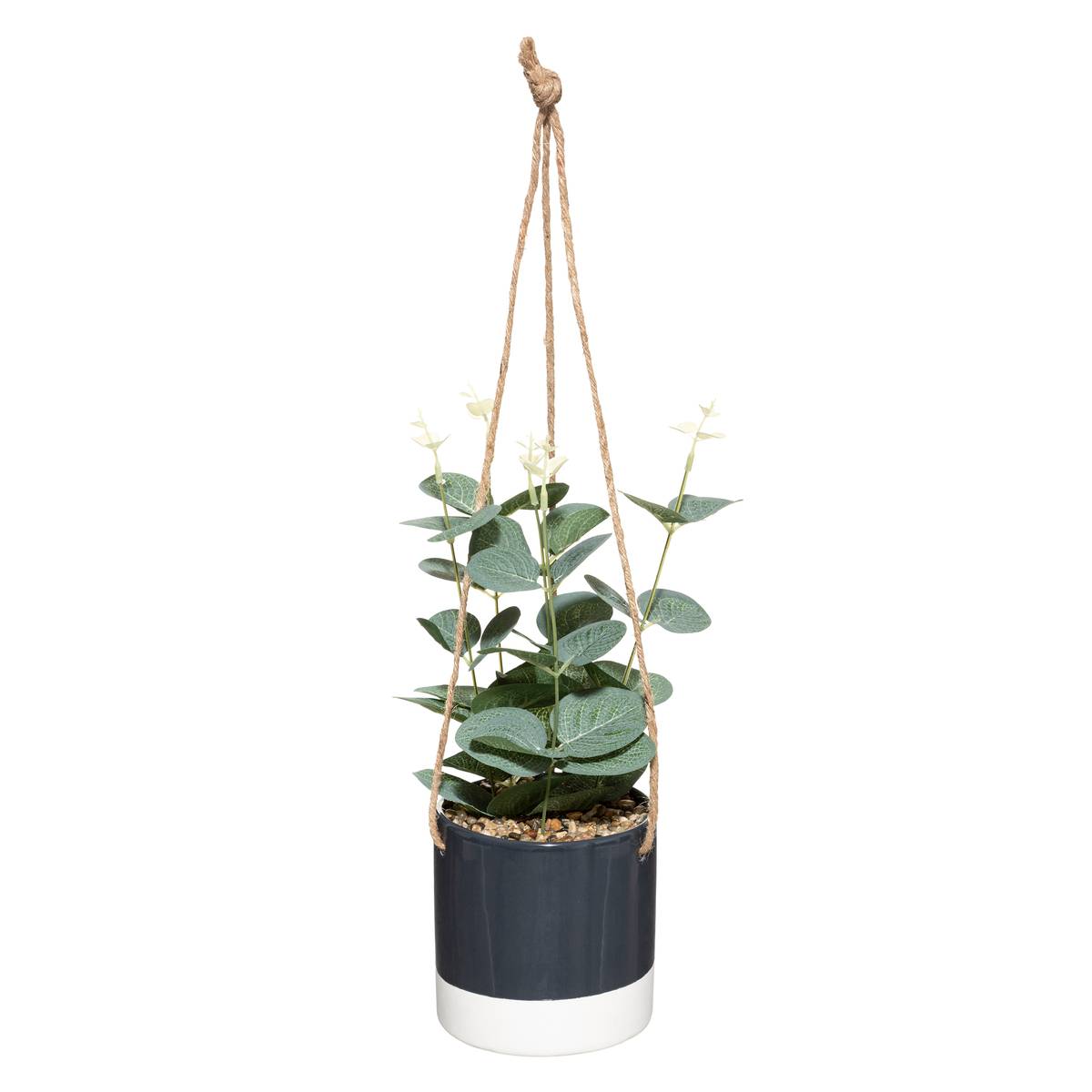 Plante artificielle suspendue - pot en céramique - d12 cm