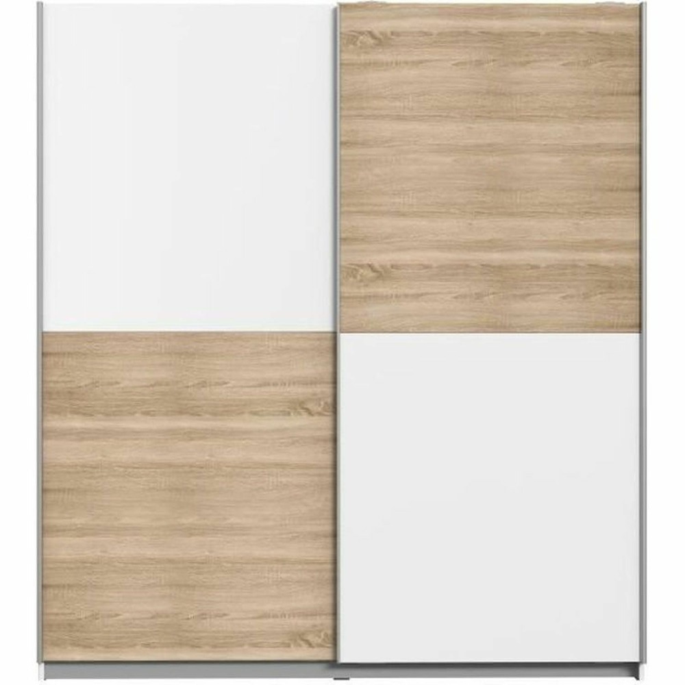 Armoire 2 portes coulissantes chêne et blanc ulos 170,3 x 61,2 x 190,5 cm