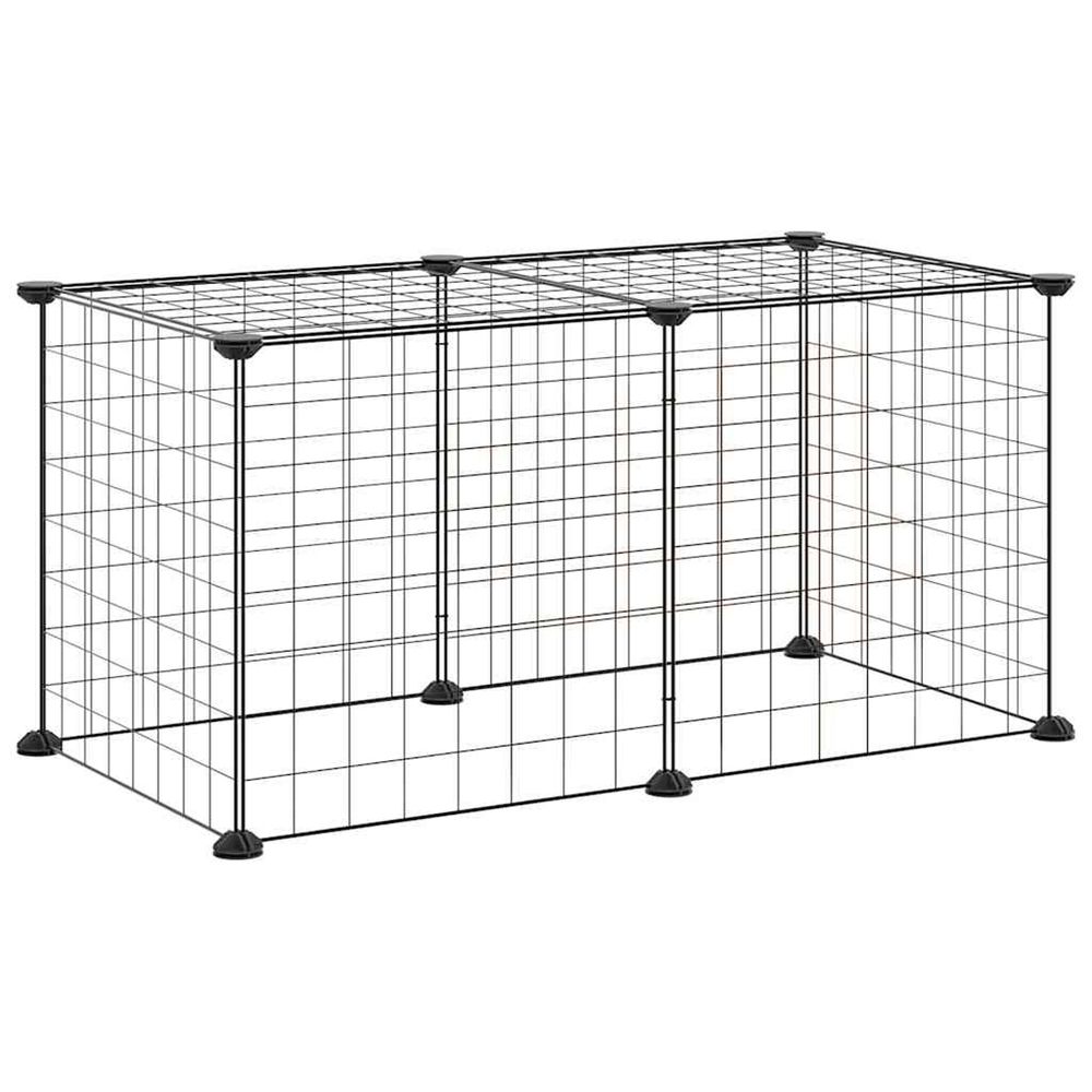 Cage animaux de compagnie à 8 panneaux noir 70x35x35 cm acier