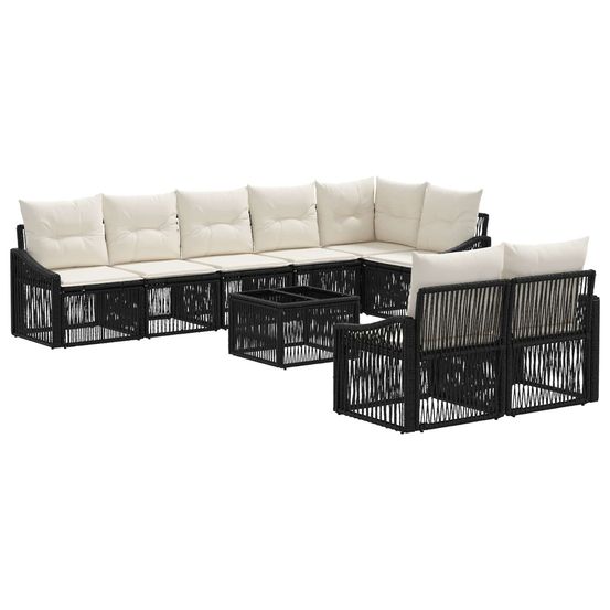 Ensemble de canapé de jardin 9 pc noir polyrotin