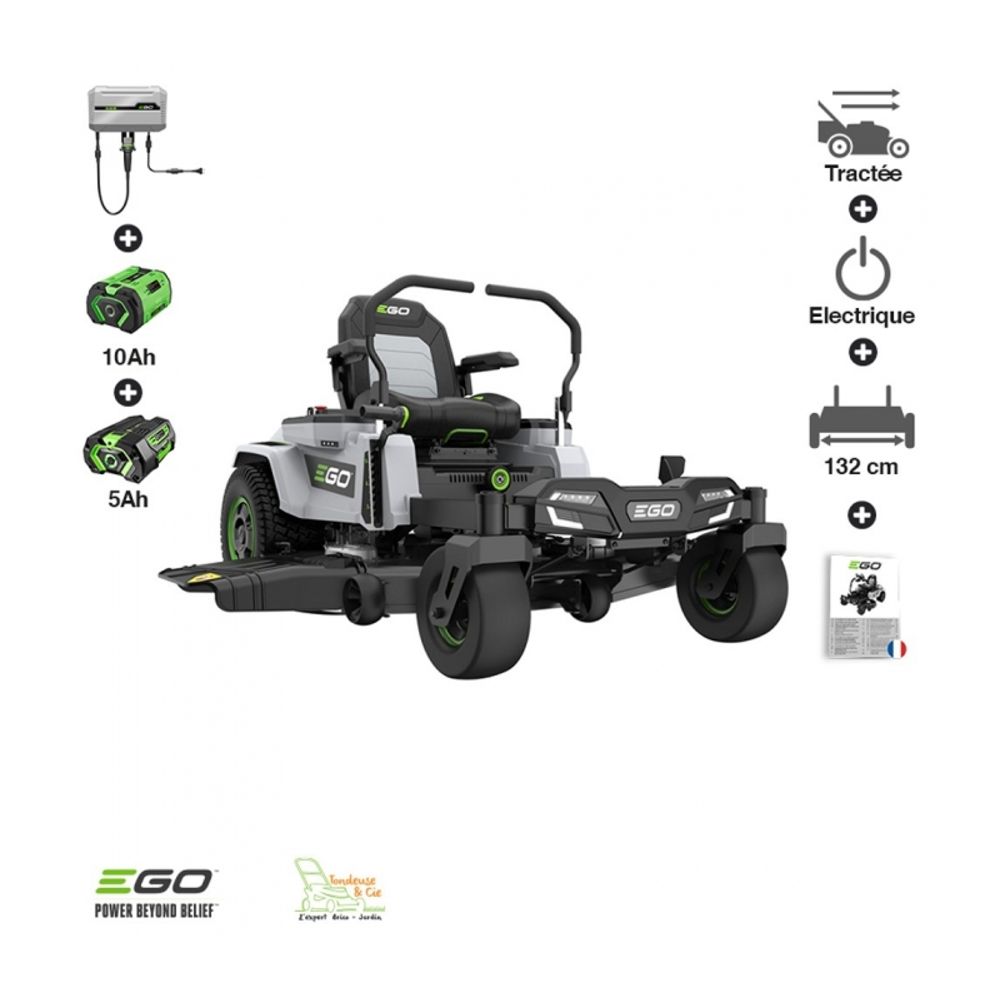 Pack tondeuse à rayon braquage zero 15ah chargeur mural coupe 132 cm ego zt5201e-l