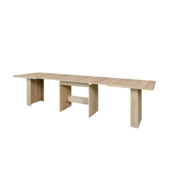 Dining table a manger extensible de 6 a 12 personnes style contemporain decor chene sonoma - l 140-273 x l 90 cm
