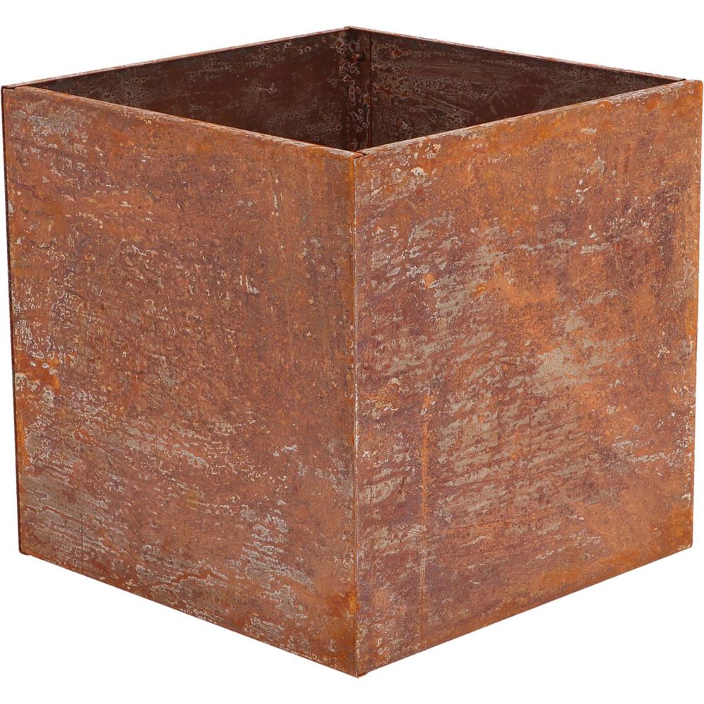 Jardinière en acier corten rouille 38 x 38 x 38 cm