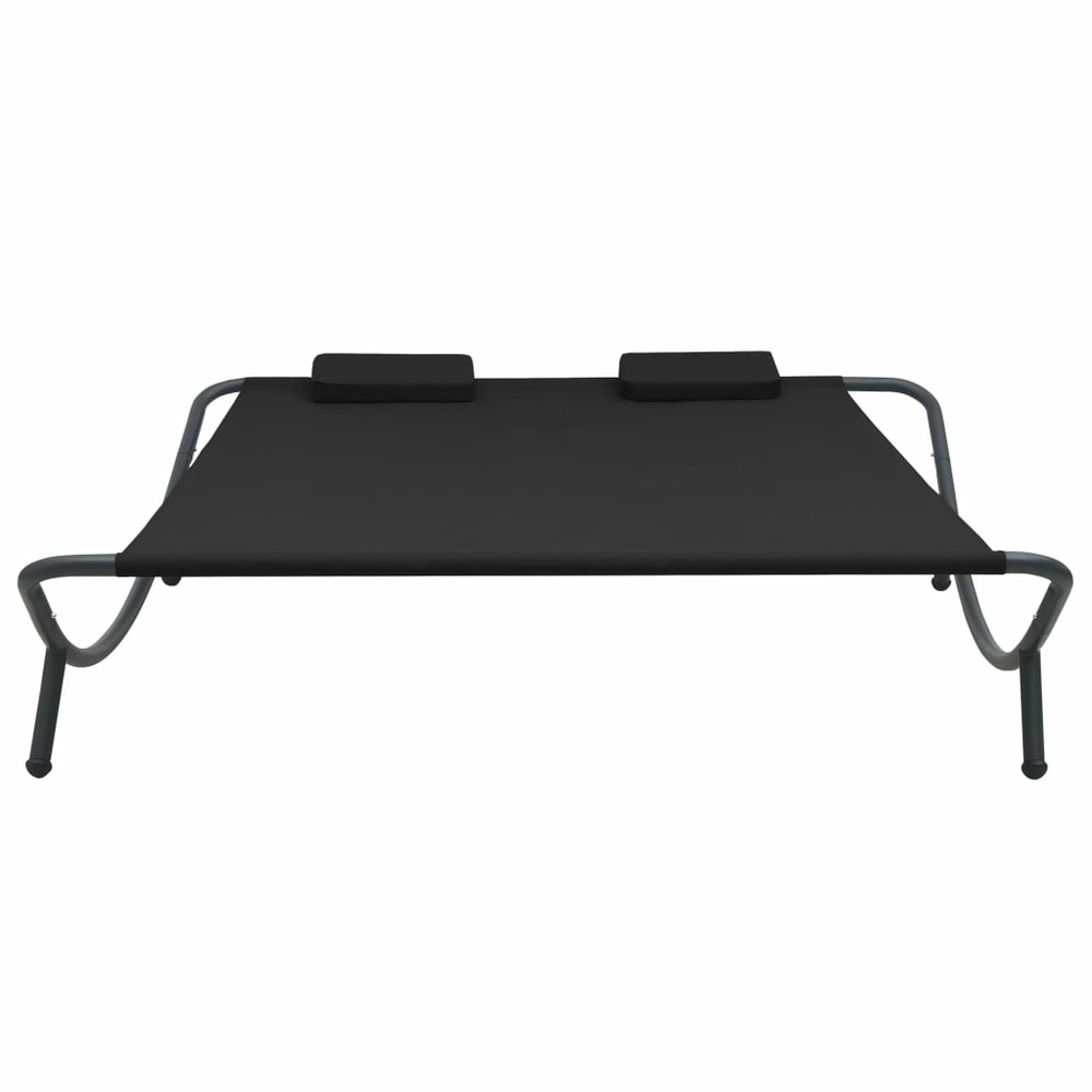 Chaise longue d'extérieur tissu noir