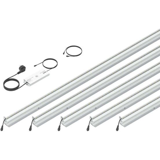 Set 5 barettes lumineuses transformateur et prolongateur pour clôture composite