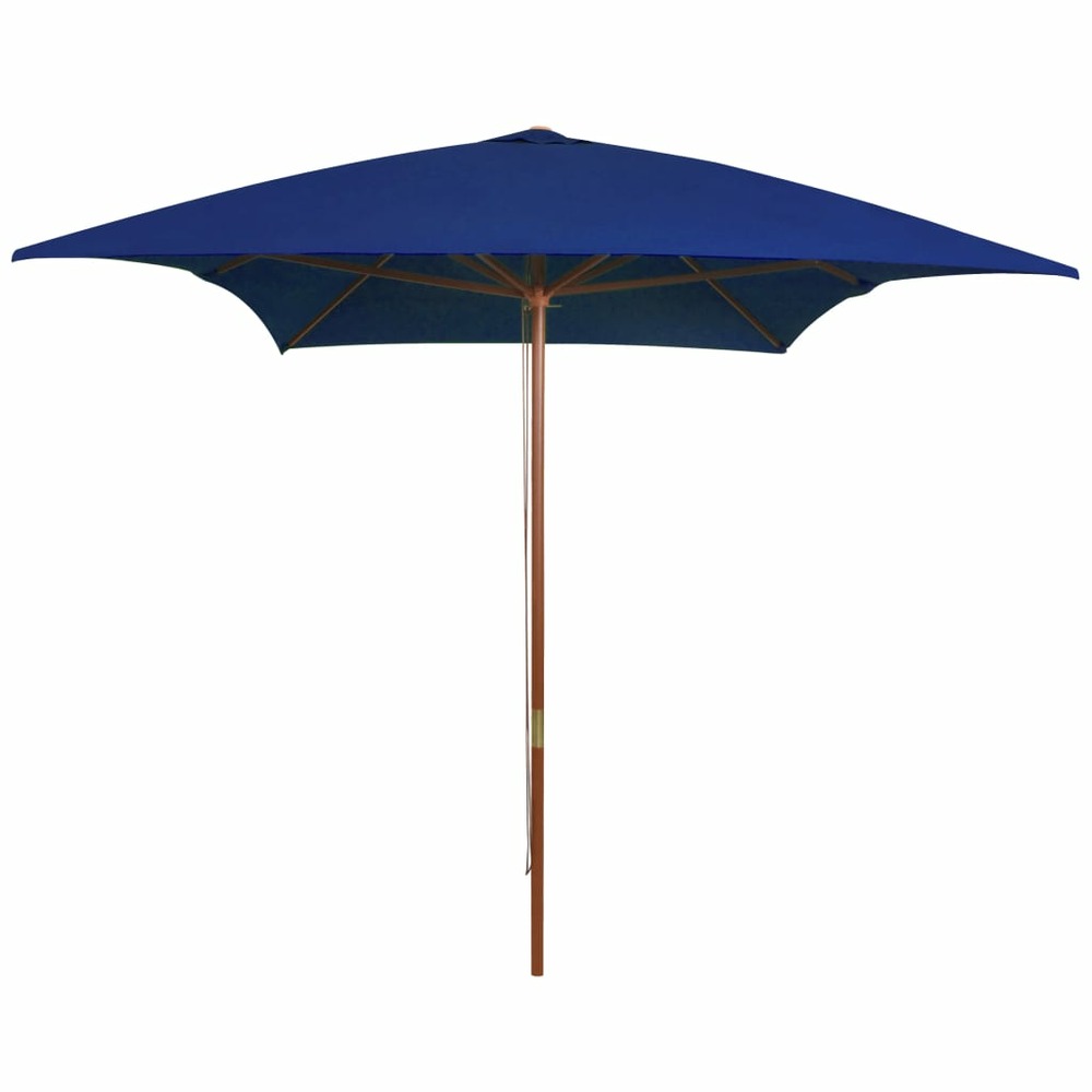 Parasol d'extérieur avec mât en bois bleu 200x300 cm