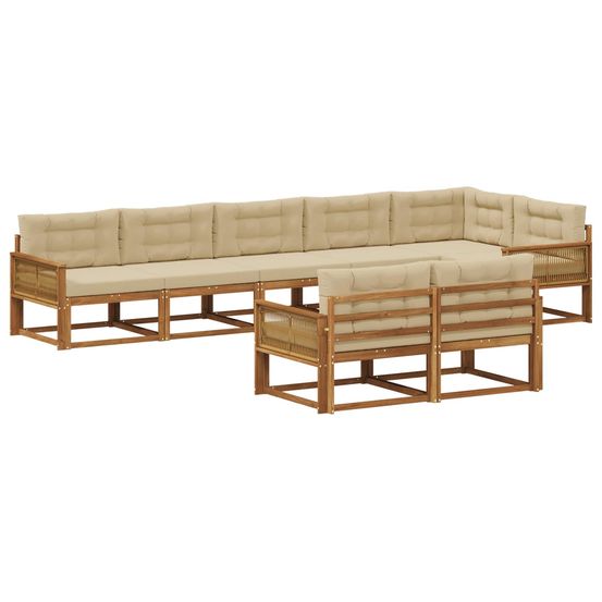Ensemble de canapés d'extérieur 8 pc naturel et beige