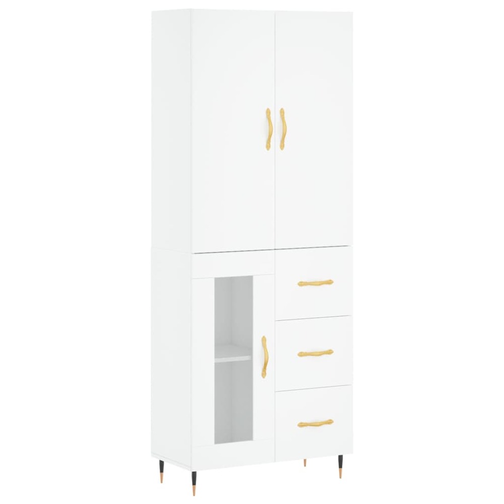 Buffet bahut commode armoire meuble de rangement organisateur cuisine salle de séjour salon haut 69,5 x 34 x 180 cm bois d'in