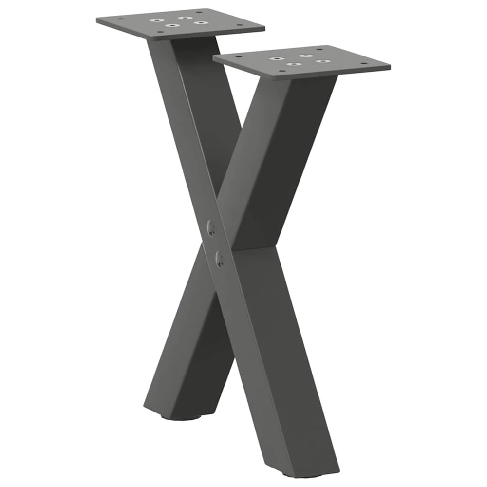 Pieds de table basse en forme de x, 2 pièces, anthracite, 30 x (30-31) cm, acier