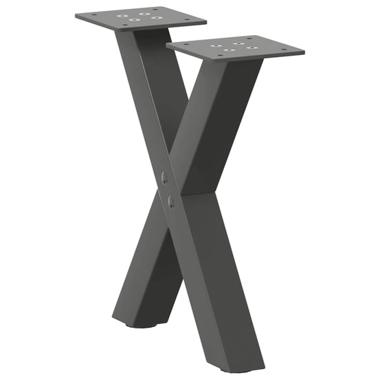 Pieds de table basse en forme de x, 2 pièces, anthracite, 30 x (30-31) cm, acier