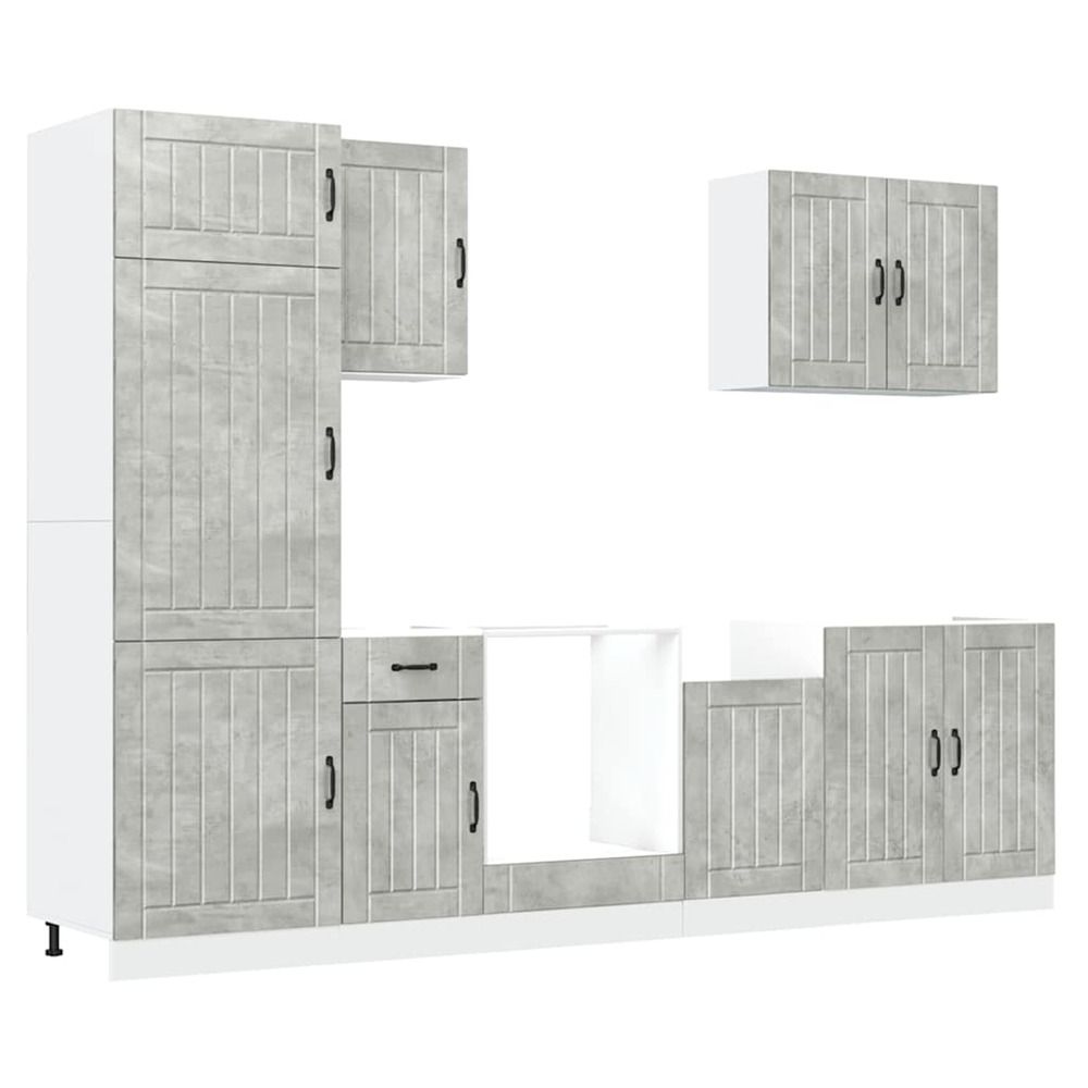 Ensemble d'armoires de cuisine 7 pcs lucca bois d'ingénierie