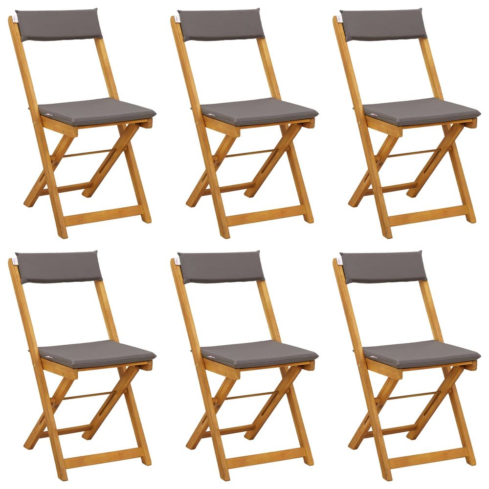 Chaises de bistrot d'extérieur 6 pc gris foncé