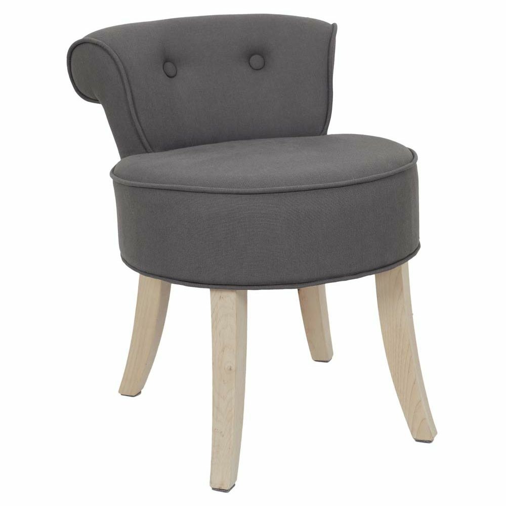 Tabouret en bois et tissu eleonore taupe