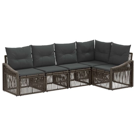 Ensemble de canapé de jardin 5 pc gris polyrotin