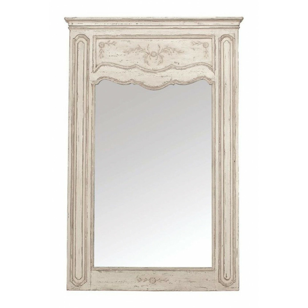 Grand miroir trumeau bois beige - château interior's