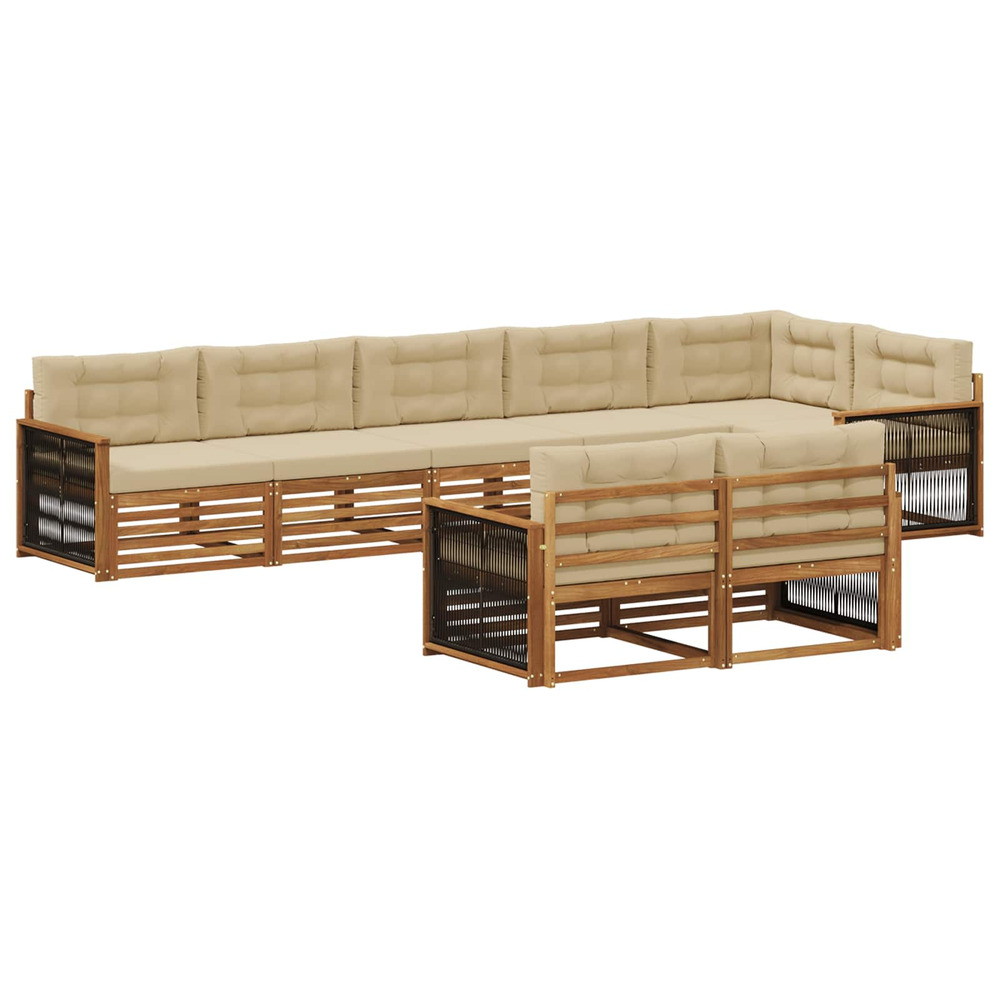 Ensemble de canapés d'extérieur 8 pcs naturel et beige