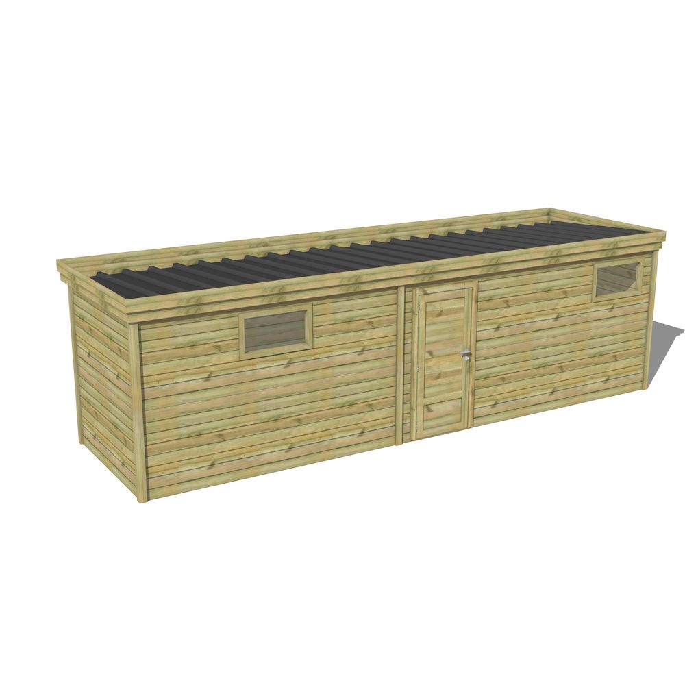 Abri de jardin bois pin traité autoclave 27mm - 7,695x2,14m / 16m2 - bac acier - abri français