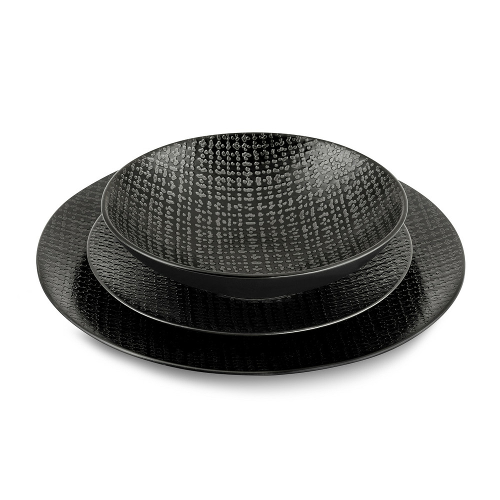 Tweed noir - service de vaisselle 18 pièces