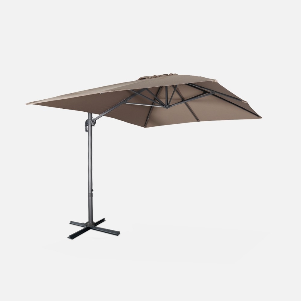 Parasol déporté rectangulaire 3x4m - wimereux - parasol excentré inclinable dans 5 positions, rotatif à 360°