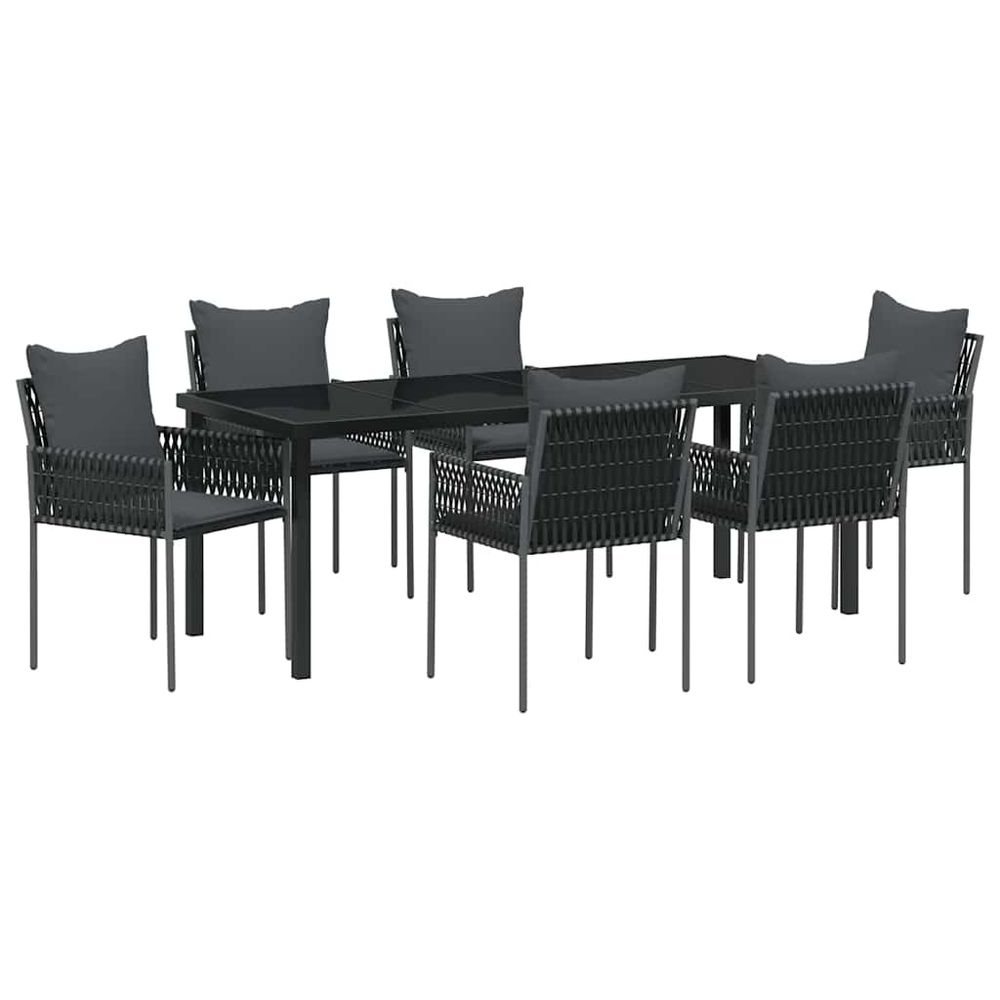 Ensemble de salle à manger pour jardin 7 pc noir et gris