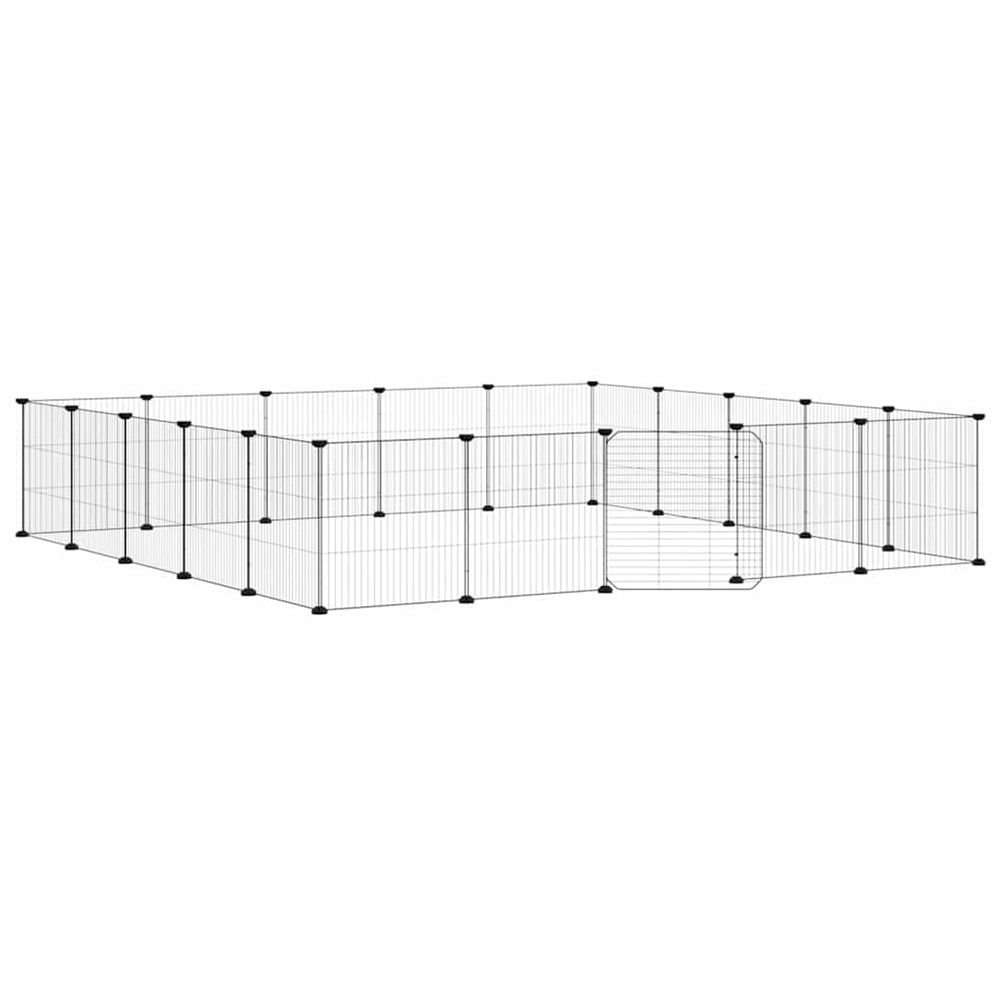 Cage animaux de compagnie à 20 panneaux et porte noir 35x35 cm