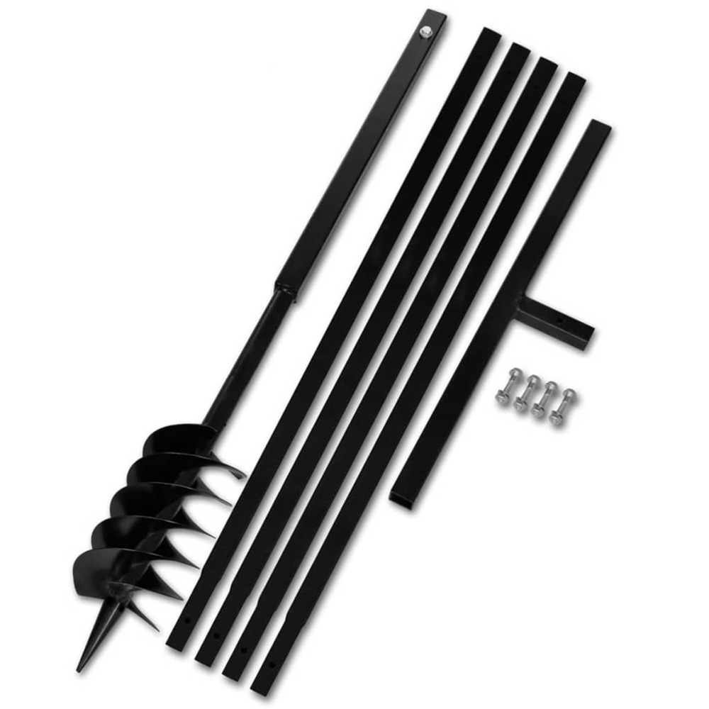 Tarière de sol avec manche 120 mm et tube d'extension 5 m acier