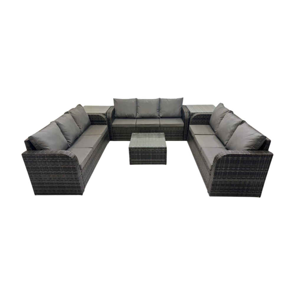 Ensemble de meubles d'extérieur en rotin ensemble de canapé de jardin de patio avec 2 tables d'appoint table basse carrée