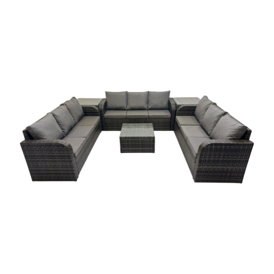 Ensemble de meubles d'extérieur en rotin ensemble de canapé de jardin de patio avec 2 tables d'appoint table basse carrée