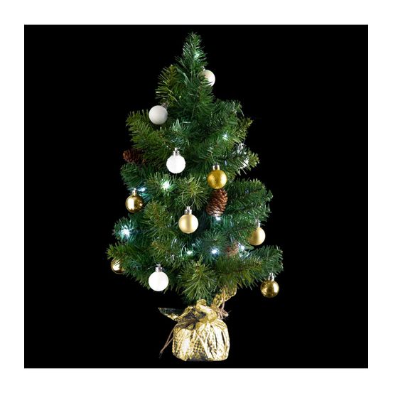 Sapin artificiel avec décoration et guirlande lumineuse h 50 cm
