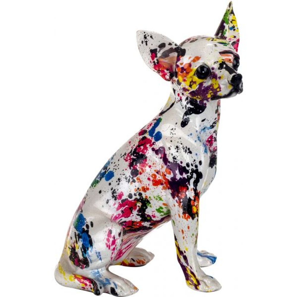 Chihuahua en résine graffiti tâches de peinture