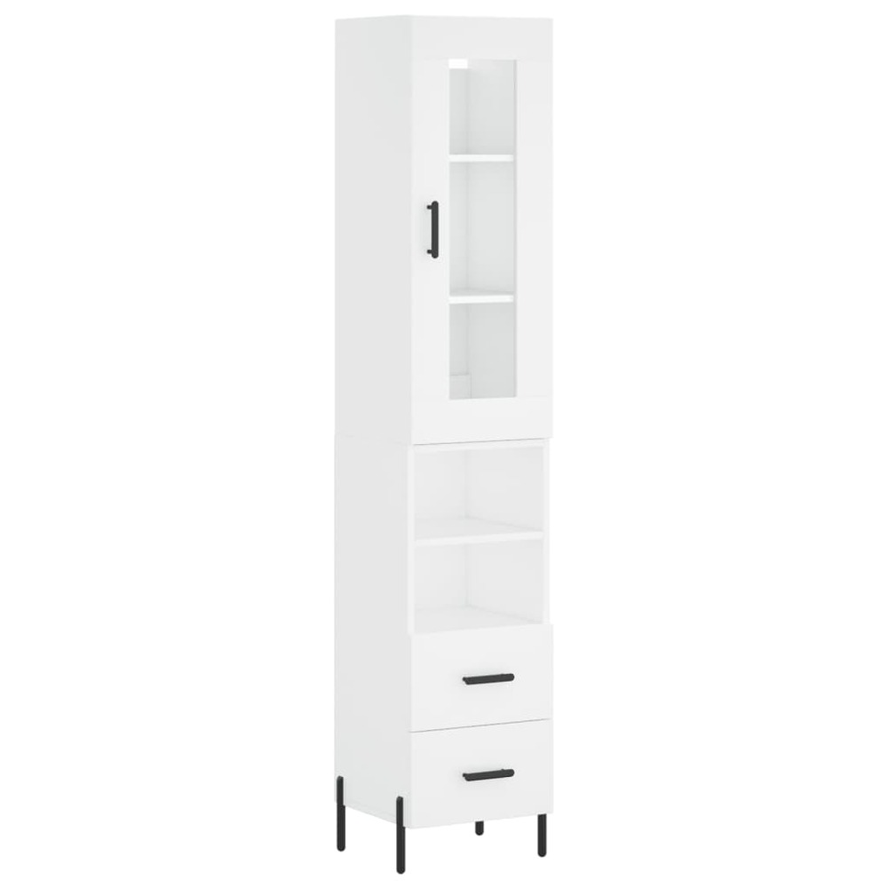 Buffet bahut commode armoire meuble de rangement organisateur cuisine salle de séjour salon haut 34,5 x 34 x 180 cm bois d'in