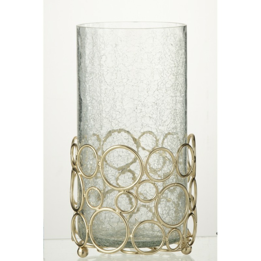 Photophore en verre doré 15.2x15.2x32 cm