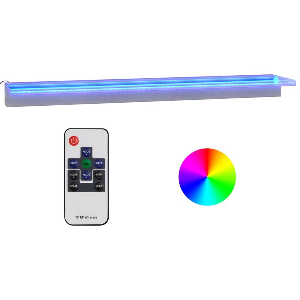 Déversoir pour cascade avec led rvb inox 108 cm