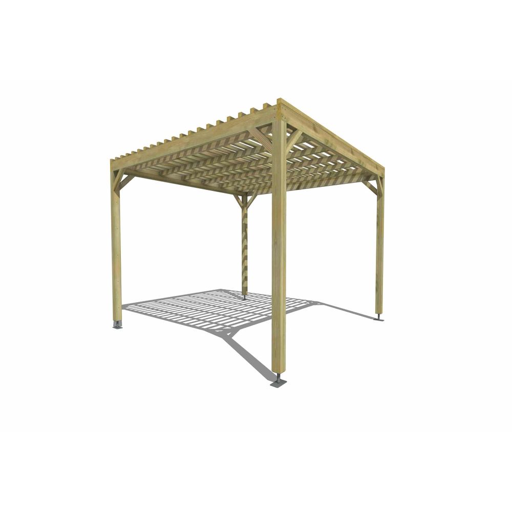 Pergola bois • 3m x 3m • indépendante • sens profondeur • lattage bois • livraison comprise