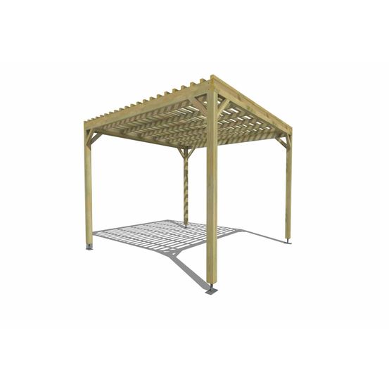 Pergola bois • 3m x 3m • indépendante • sens profondeur • lattage bois • livraison comprise