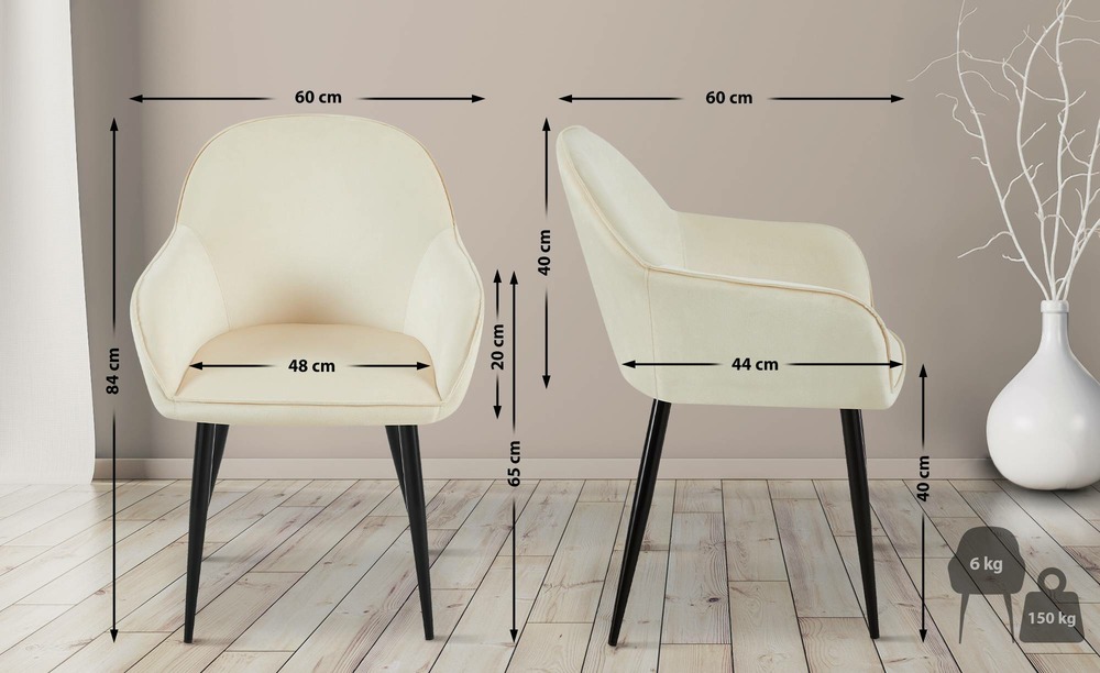 Chaise de salle à manger en velours boise