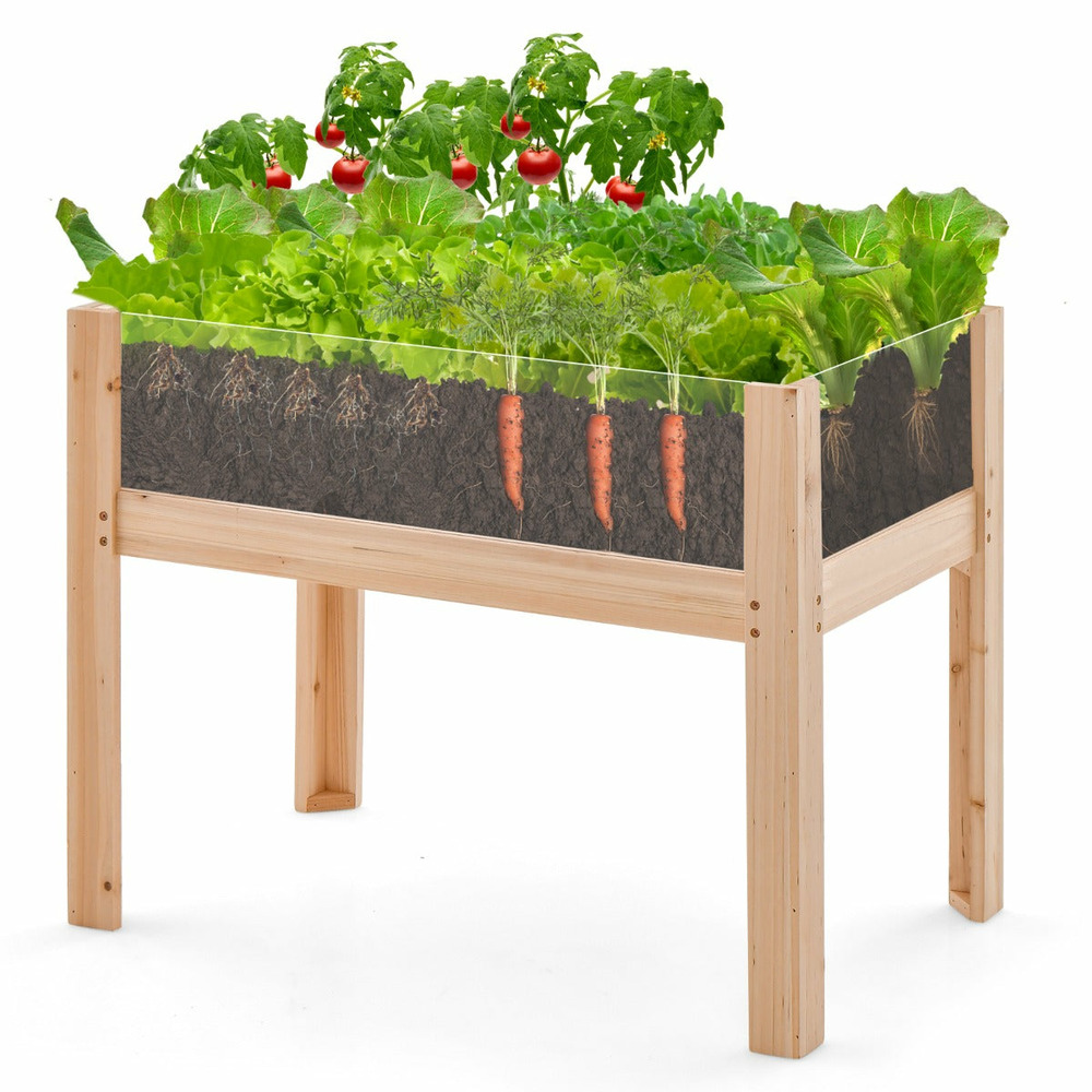 Jardinière surélevée en bois trous de drainage panneaux acryliques transparent légumes herbes fleurs capacité de 50 litres n