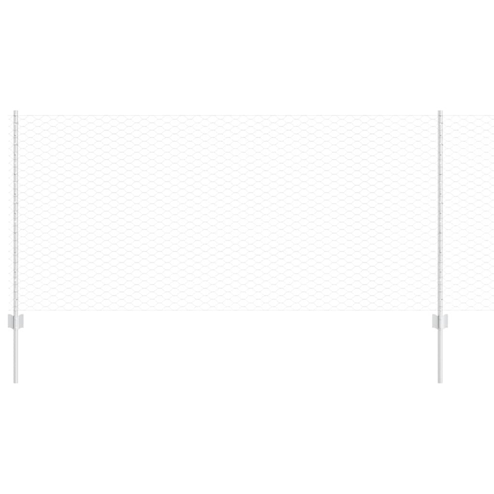 Clôture avec poteau argenté 1 x 10 m acier