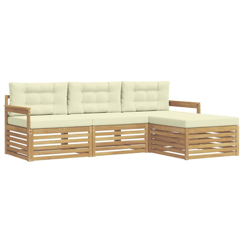 Ensemble de canapés d'extérieur 4 pc blanc et crème polyester
