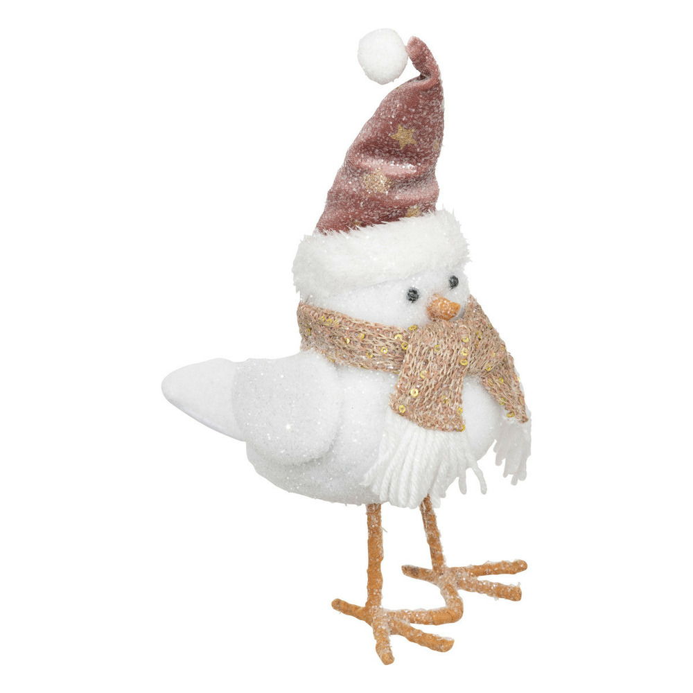 Déco de noël oiseau avec bonnet et écharpe 17 x 9 x h 25 cm
