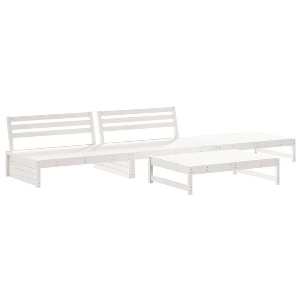 Salon de jardin 4 pcs blanc bois de pin massif