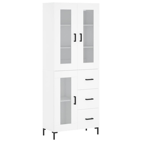 Buffet bahut commode armoire meuble de rangement organisateur cuisine salle de séjour salon haut 69,5 x 34 x 180 cm bois d'in