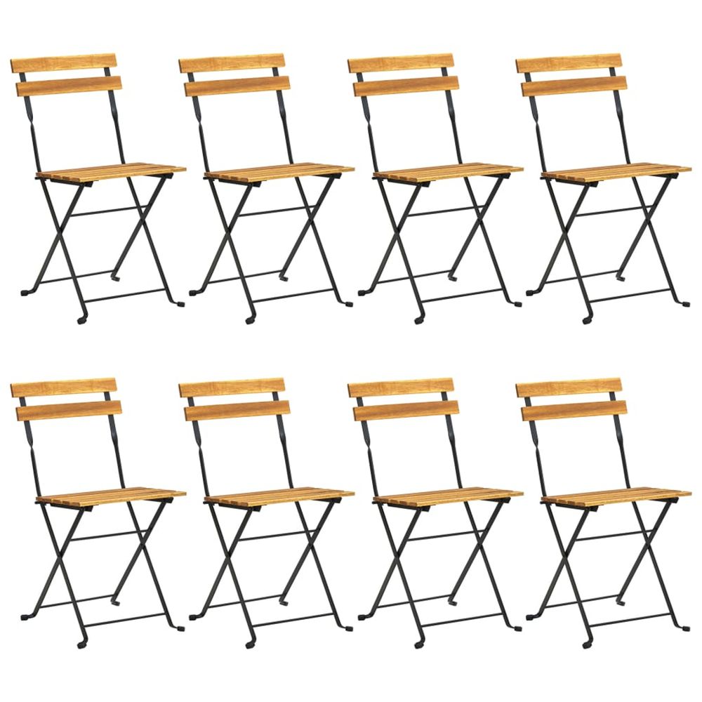 Chaises pliantes 8 pièces en acier et bois massif d'acacia