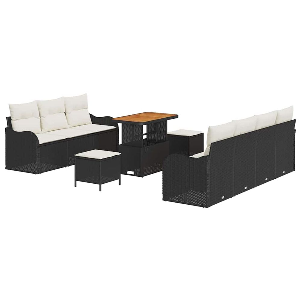 Ensemble de canapé de jardin 10 pc noir polyrotin